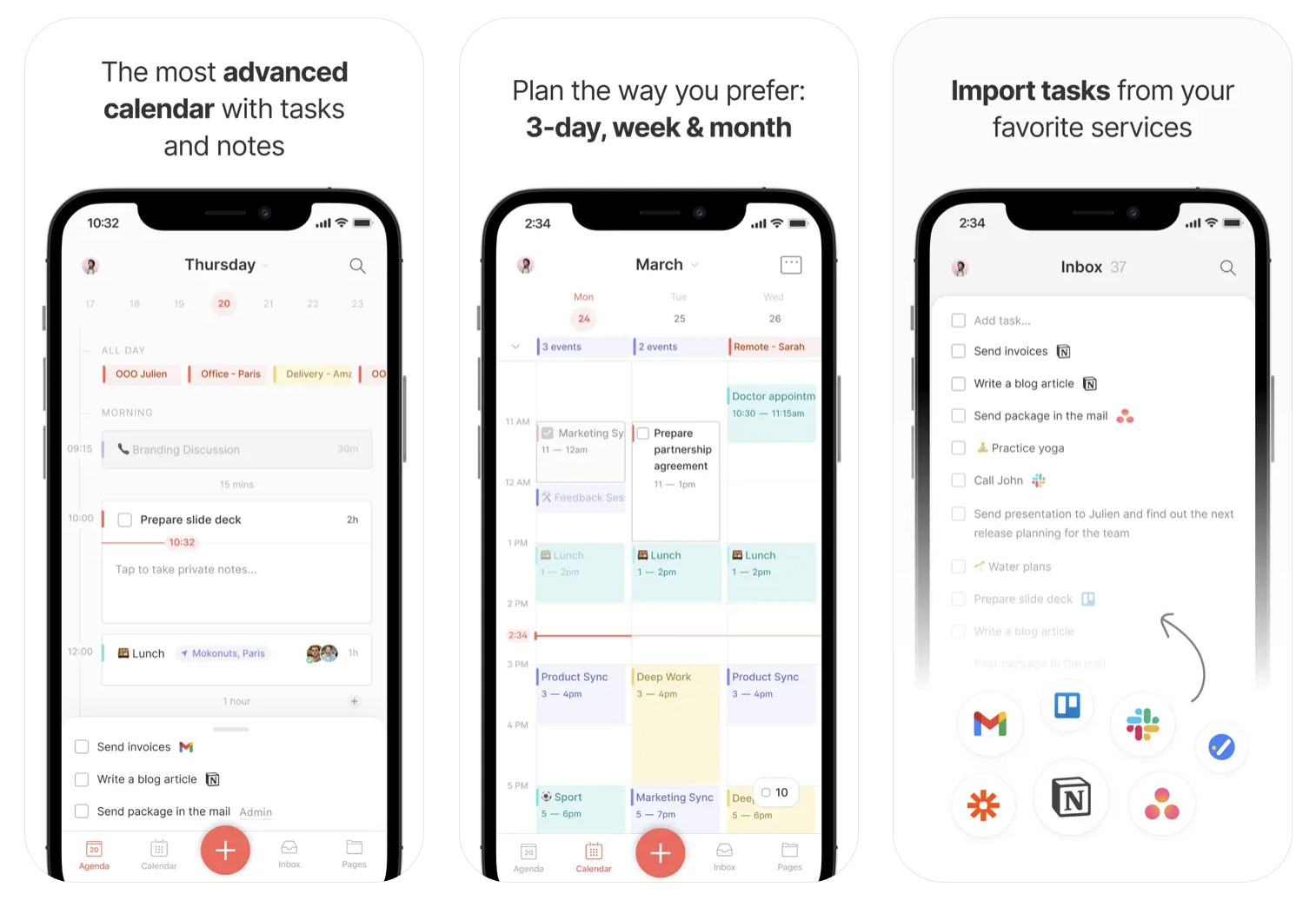 a collage of planner features of Routine planner app